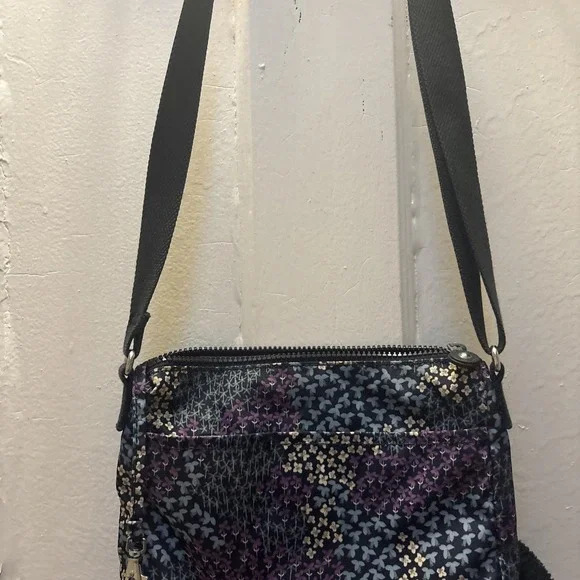 Kipling Ciro Crossbody Bag Navy Blue With Floral Pattern 8 X 9" - Picture 11 of 13